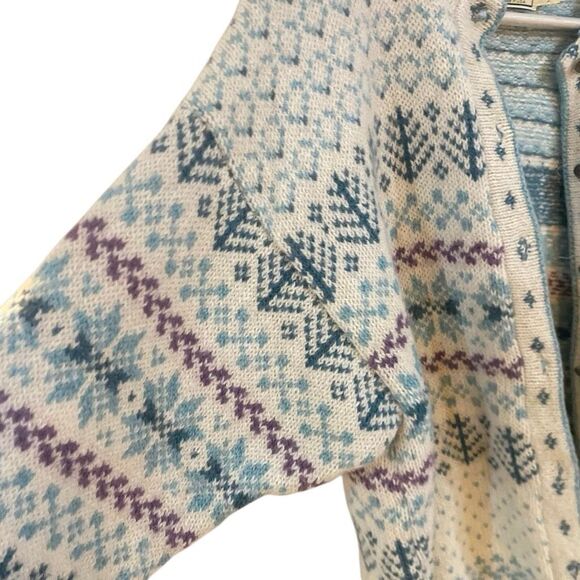 Vintage LL bean Made in USA wool Blend XL cream blue cardigan buttons - Picture 4 of 7